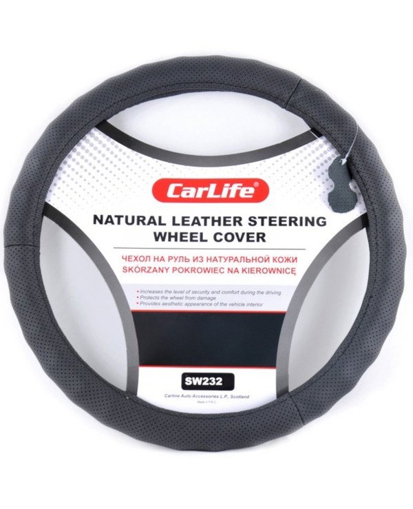 CarLife - Cover on the steering wheel SW232S  Black, 35-37см (S)
