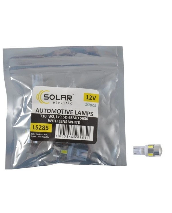 Solar Автолампы светодиодные 12V T10 W2.1x9.5d 6SMD | Solar 12V T10 W2.1x9.5d фото 2, цена, купить