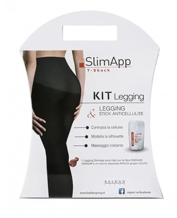 T-Shock Centro Messegue - Набор леггинсы Slim Up + стик антицеллюлитный Leggings SlimApp Черный, L (48)