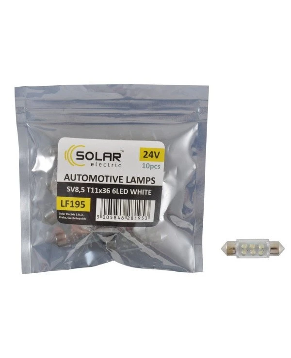 Solar Автолампы светодиодные 24V SV8.5 T11x36 6leds white | Solar 24V SV8.5 T11x36 фото 2, цена, купить