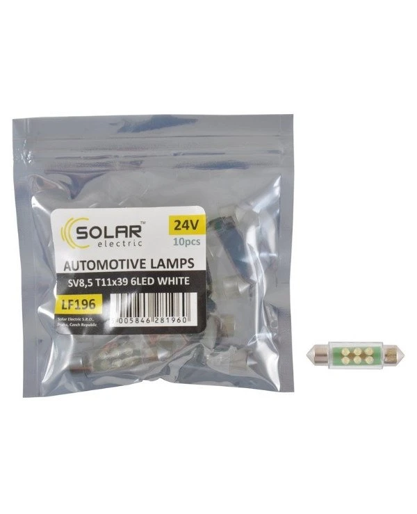 Solar Автолампи світлодіодні 24V SV8.5 T11x39 6leds white | 1767bc7ae8ddc8cdd8c1e3b14e8c9c59