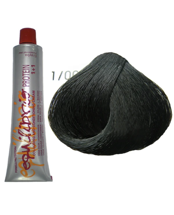 Erayba - Стойкая крем-краска для волос "Крем цвет + кондиционер" Equilibrio Protein Colouring and Conditioning Cream 1+1 120 мл, 1/00 - черный
